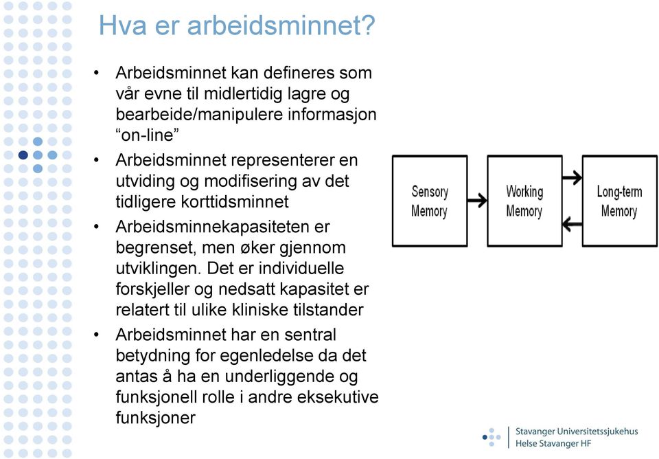 representerer en utviding og modifisering av det tidligere korttidsminnet Arbeidsminnekapasiteten er begrenset, men øker gjennom