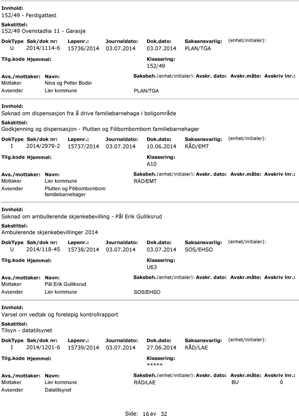 2014 RÅD/EMT A10 RÅD/EMT lutten og Filibombombom familiebarnehager Søknad om ambullerende skjenkebevilling - ål Erik Gulliksrud Ambulerende skjenkebevillinger 2014