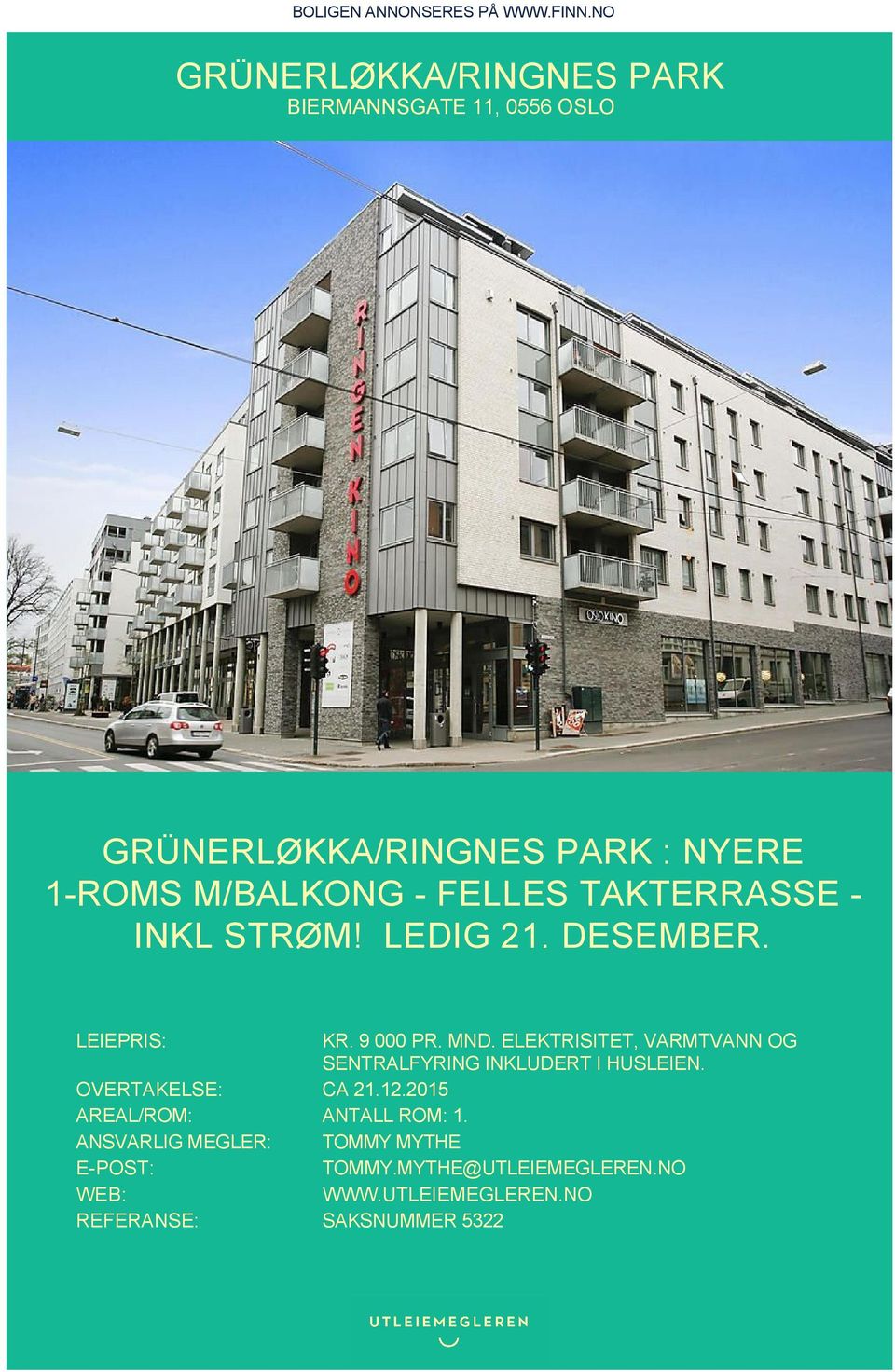 TAKTERRASSE - INKL STRØM! LEDIG 21. DESEMBER. LEIEPRIS: KR. 9 000 PR. MND.