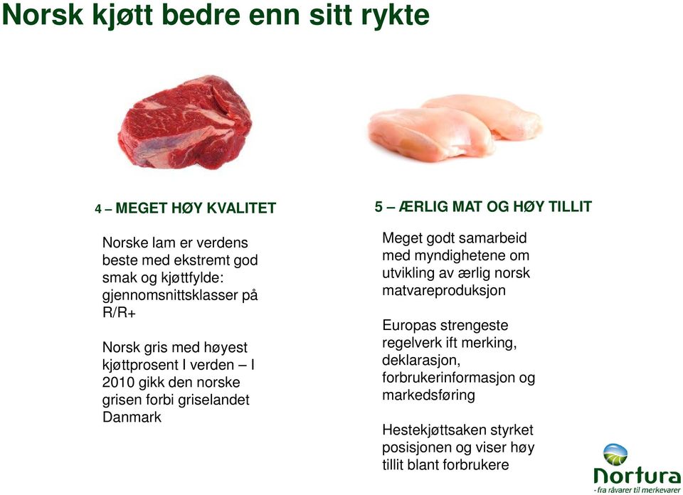 ÆRLIG MAT OG HØY TILLIT Meget godt samarbeid med myndighetene om utvikling av ærlig norsk matvareproduksjon Europas strengeste