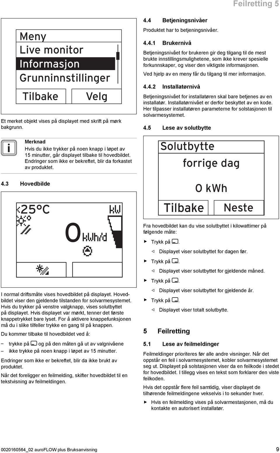 Produktet har to betjeningsnivåer. 4.