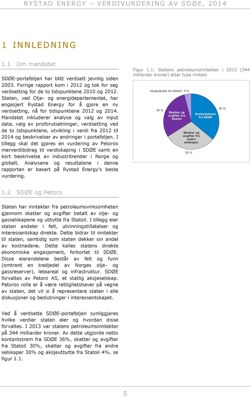 Mandatet inkluderer analyse og valg av input data, valg av prisforutsetninger, verdsetting ved de to tidspunktene, utvikling i verdi fra 2012 til 2014 og beskrivelser av endringer i porteføljen.