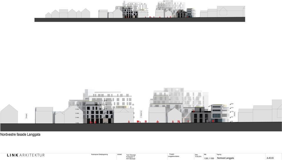 etasje +3,80 +3,80 Nordvestre fasade Langgata Illustrasjoner Detaljregulering Arkitekt: