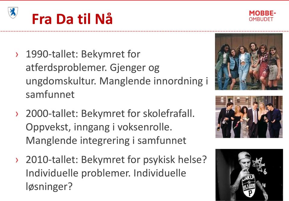 Manglende innordning i samfunnet 2000-tallet: Bekymret for skolefrafall.