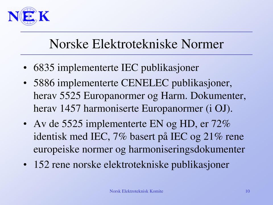 Dokumenter, herav 1457 harmoniserte Europanormer (i OJ).