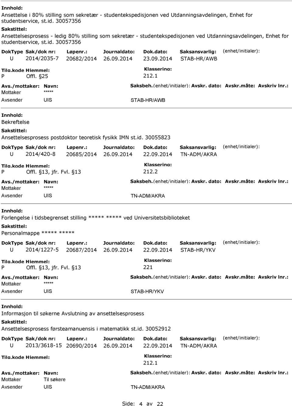 1 TAB-HR/AWB Bekreftelse Ansettelsesprosess postdoktor teoretisk fysikk MN st.id. 30055823 2014/420-8 20685/2014 22.09.2014 TN-ADM/AKRA 212.