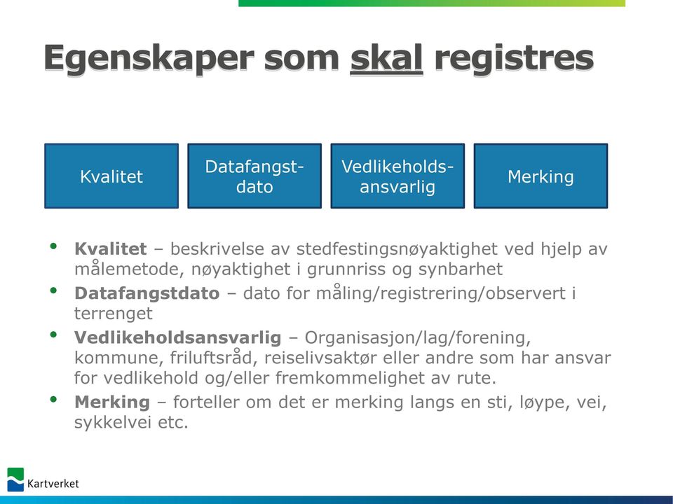 måling/registrering/observert i terrenget Vedlikeholdsansvarlig Organisasjon/lag/forening, kommune, friluftsråd,