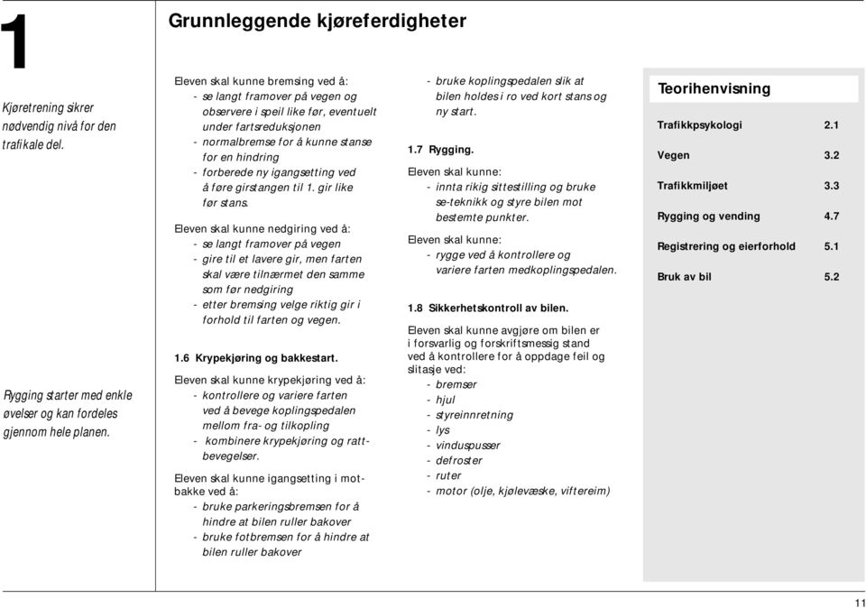 hindring - forberede ny igangsetting ved å føre girstangen til 1. gir like før stans.