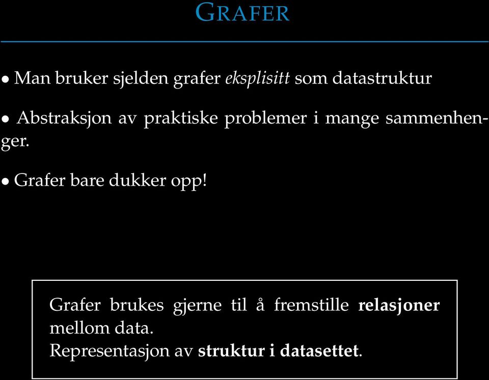 Grafer bare dukker opp!