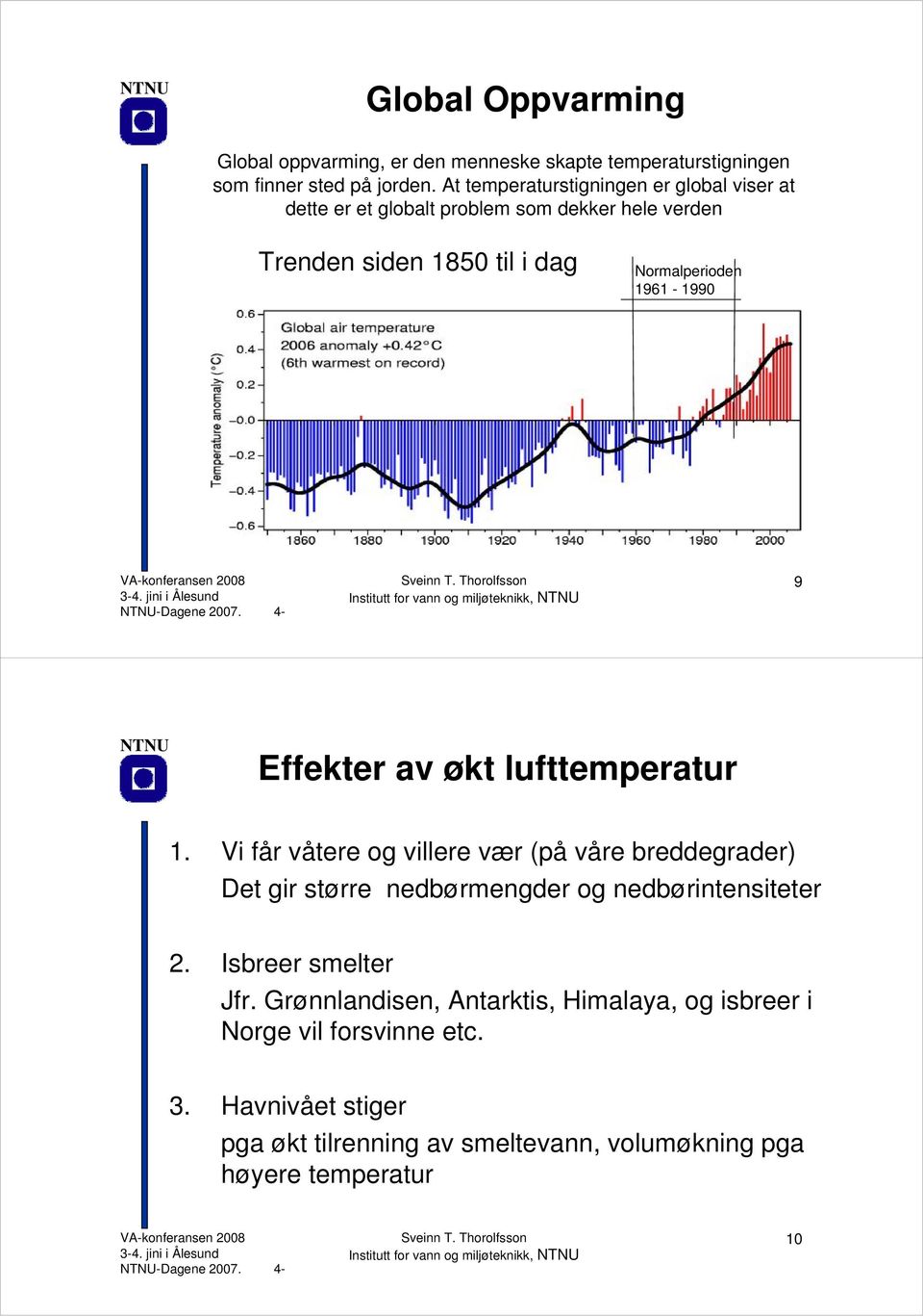 1961-1990 9 Effekter av økt lufttemperatur 1.