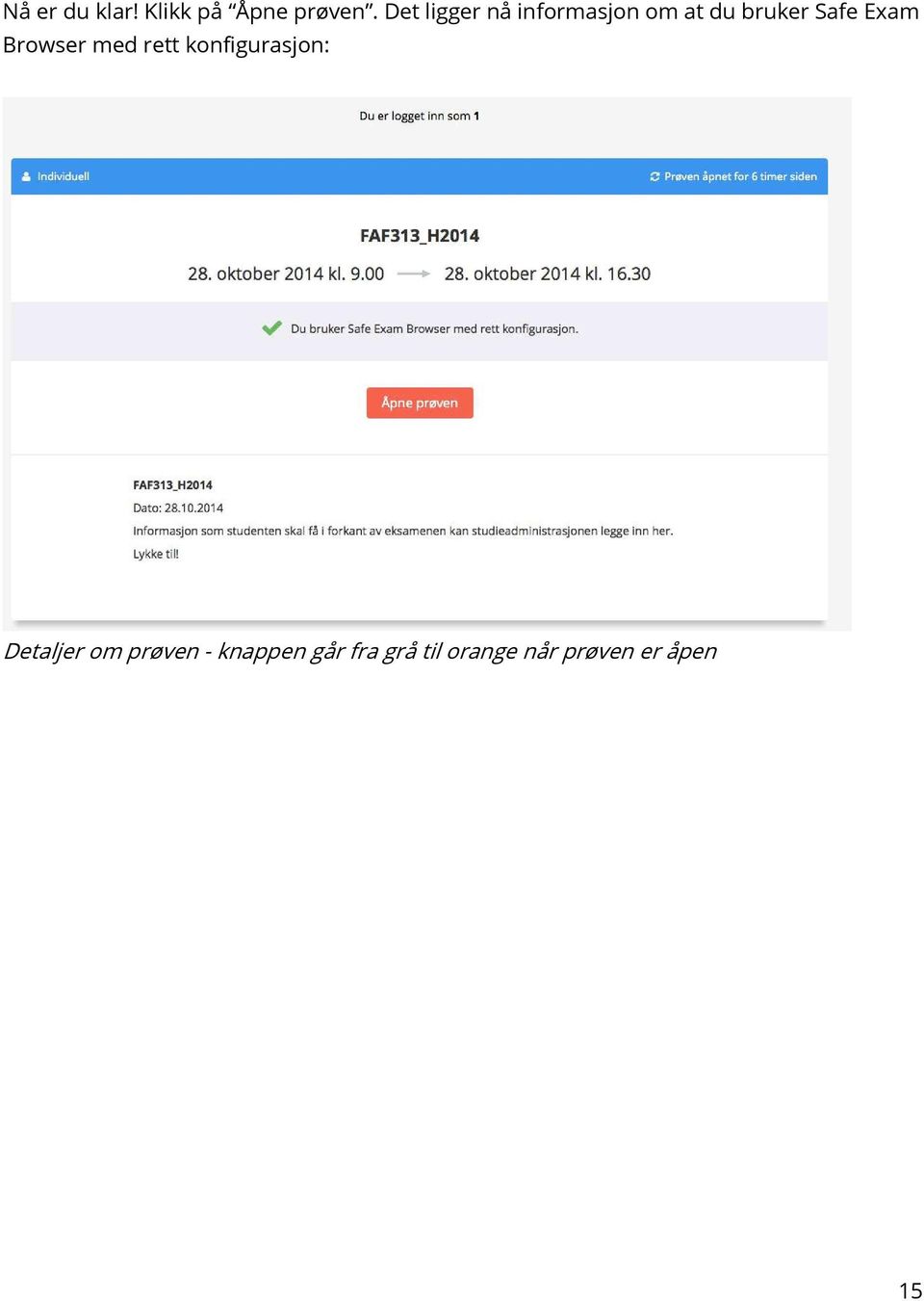 Exam Browser med rett konfigurasjon: Detaljer om