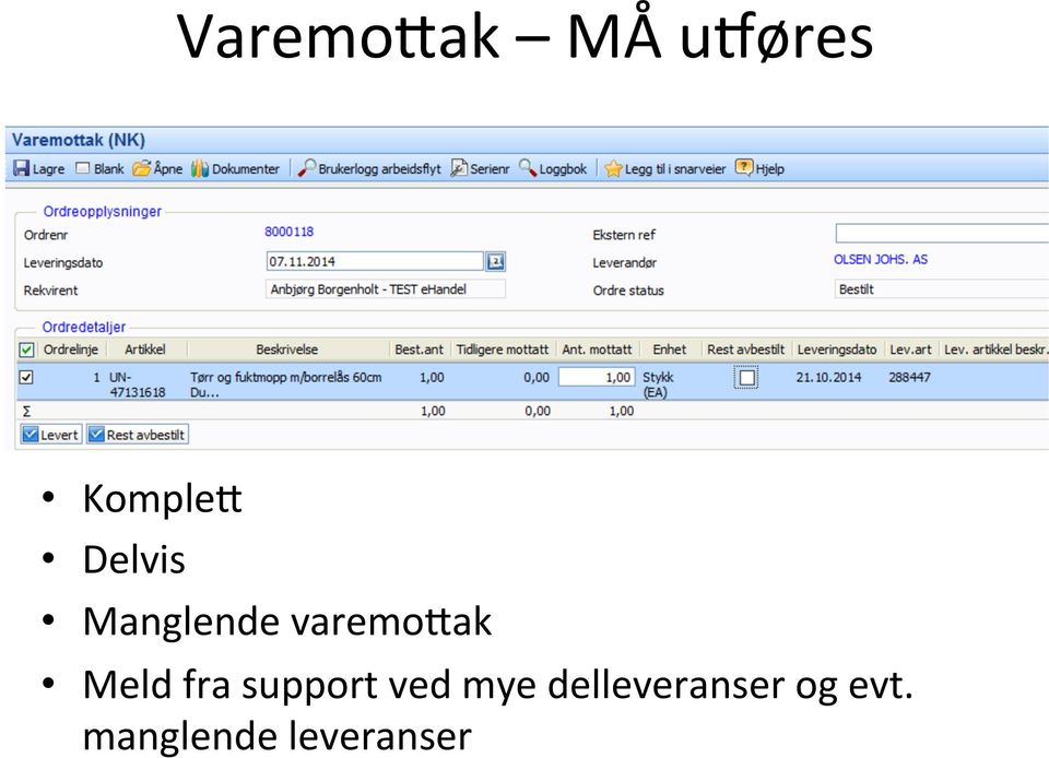 Meld fra support ved mye