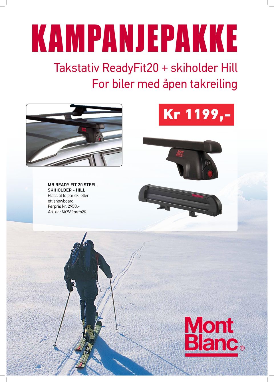 20 Steel Skiholder - Hill Plass til to par ski eller