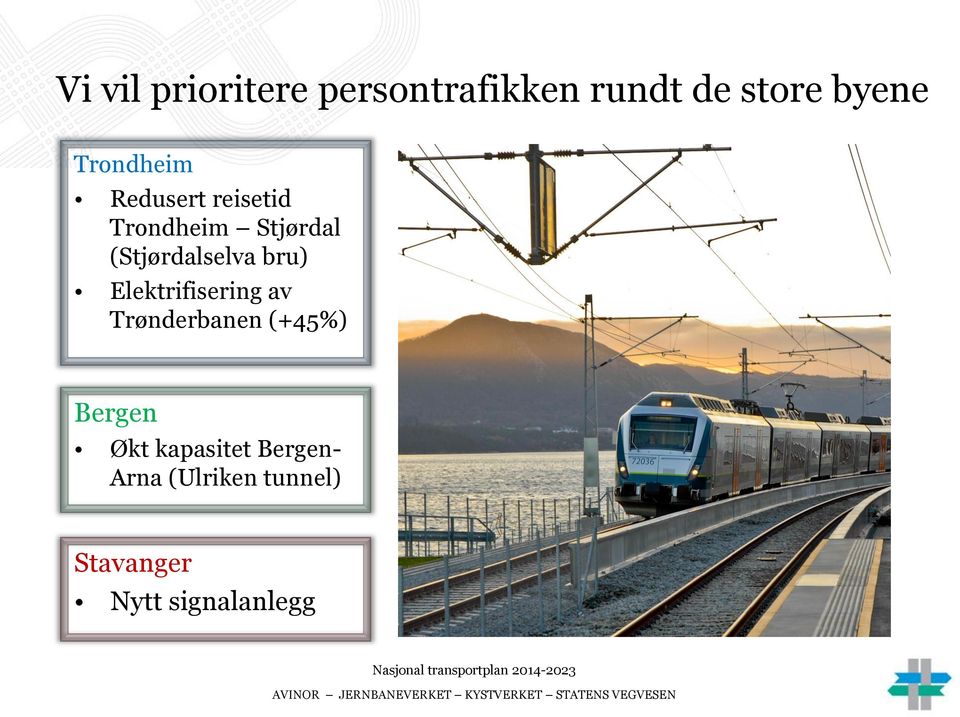 (Stjørdalselva bru) Elektrifisering av Trønderbanen (+45%)