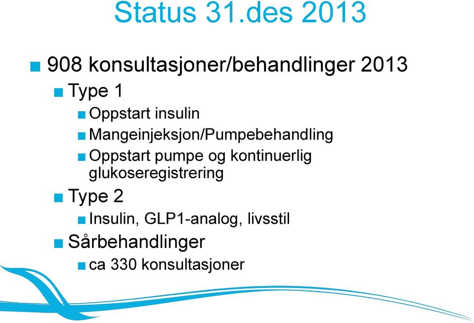 Oppstart insulin Mangeinjeksjon/Pumpebehandling Oppstart