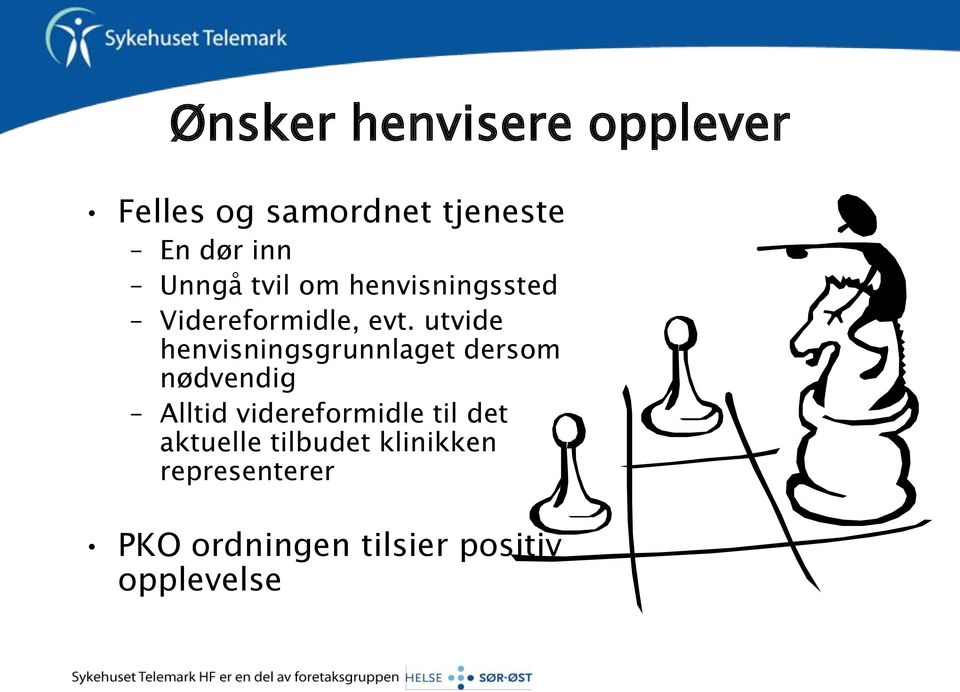 utvide henvisningsgrunnlaget dersom nødvendig Alltid videreformidle