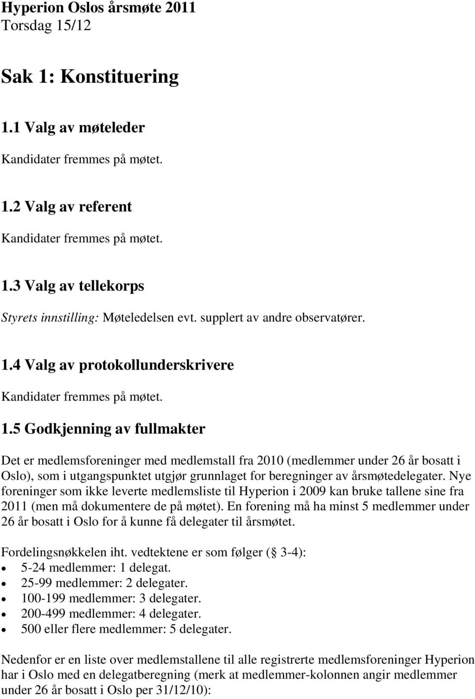 4 Valg av protokollunderskrivere Kandidater fremmes på møtet. 1.