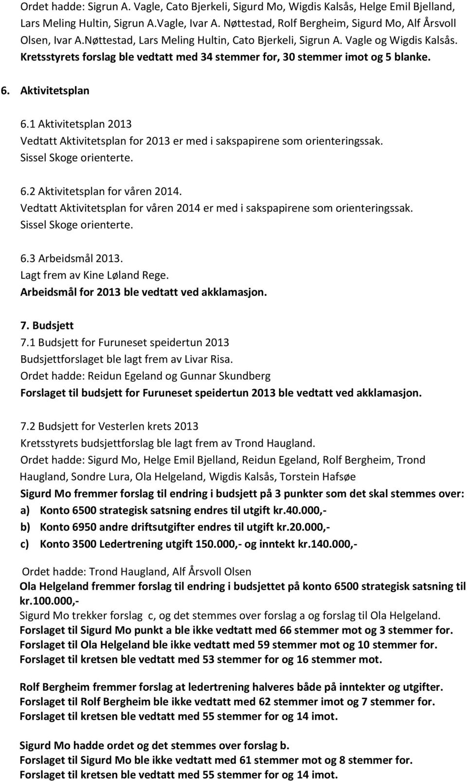 1 Aktivitetsplan 2013 Vedtatt Aktivitetsplan for 2013 er med i sakspapirene som orienteringssak. Sissel Skoge orienterte. 6.2 Aktivitetsplan for våren 2014.