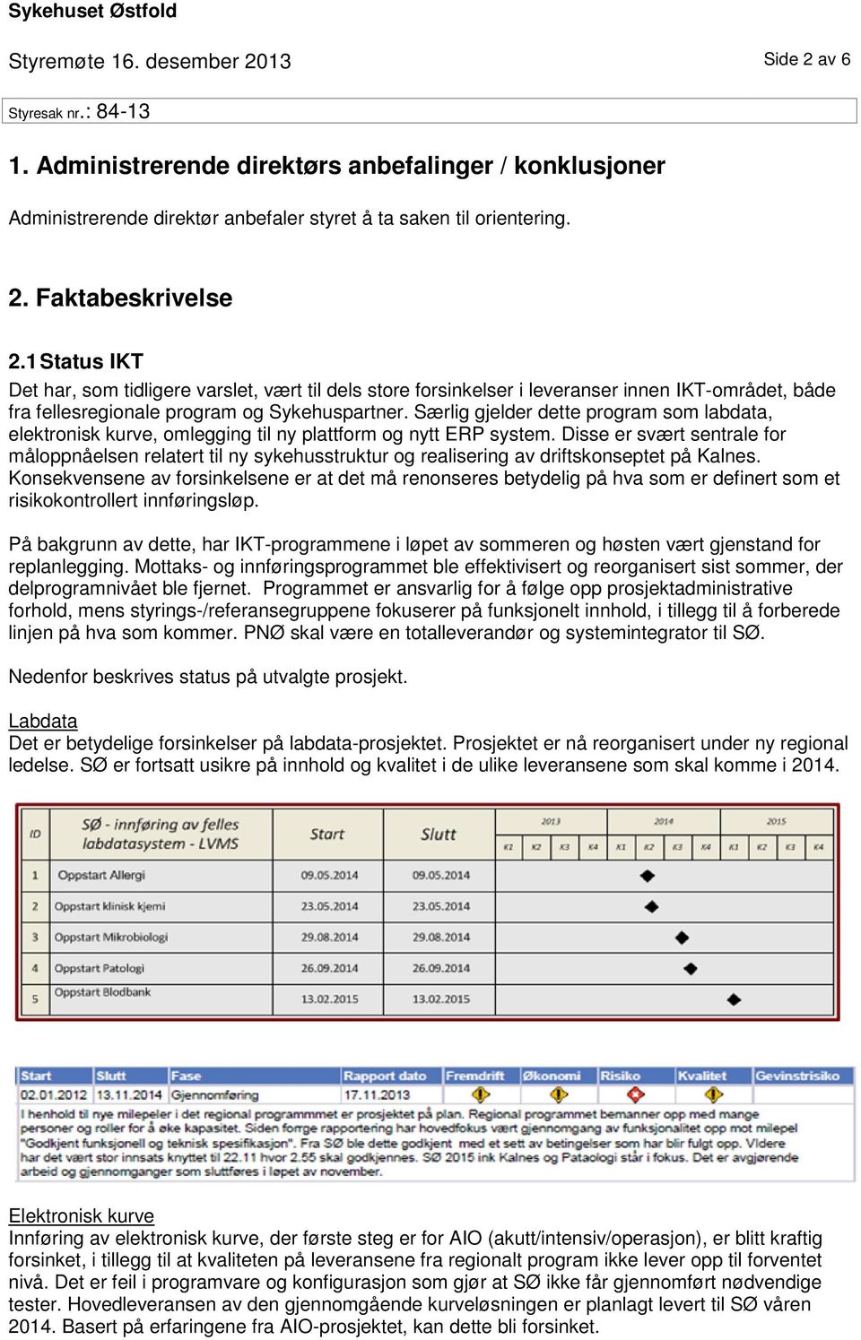 Særlig gjelder dette program som labdata, elektronisk kurve, omlegging til ny plattform og nytt ERP system.