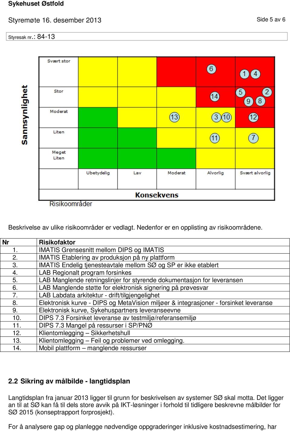 LAB Manglende retningslinjer for styrende dokumentasjon for leveransen 6. LAB Manglende støtte for elektronisk signering på prøvesvar 7. LAB Labdata arkitektur - drift/tilgjengelighet 8.