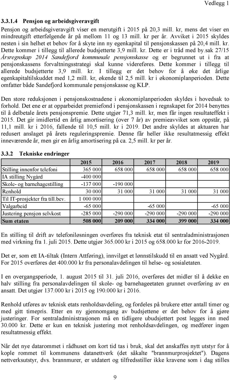 sak 27/15 Årsregnskap 2014 Sandefjord kommunale pensjonskasse og er begrunnet ut i fra at pensjonskassens forvaltningsstrategi skal kunne videreføres.