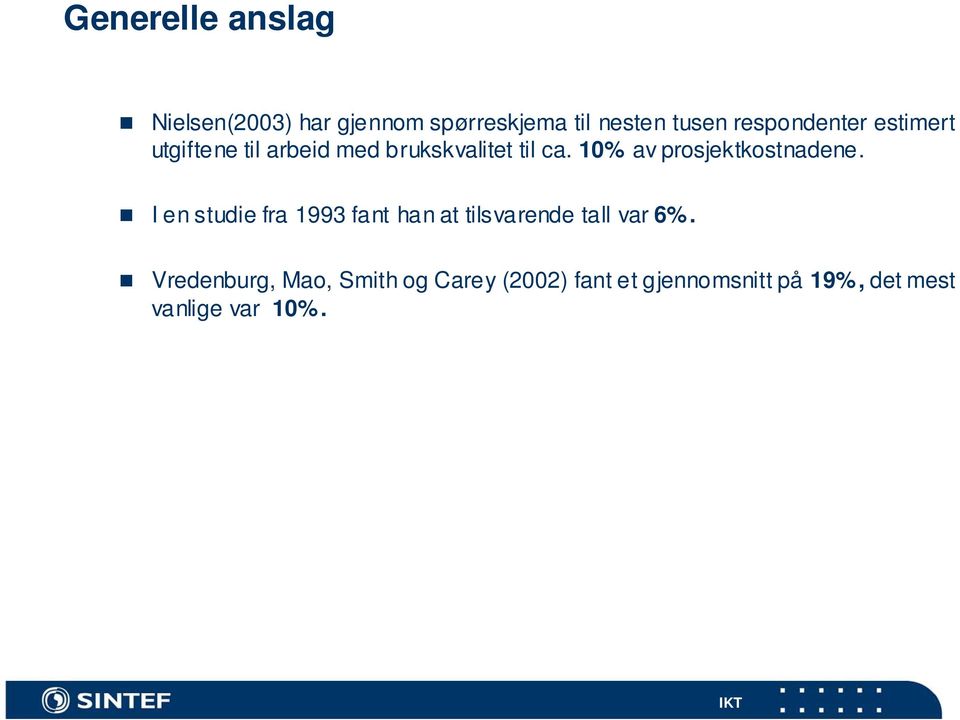 10% av prosjektkostnadene.