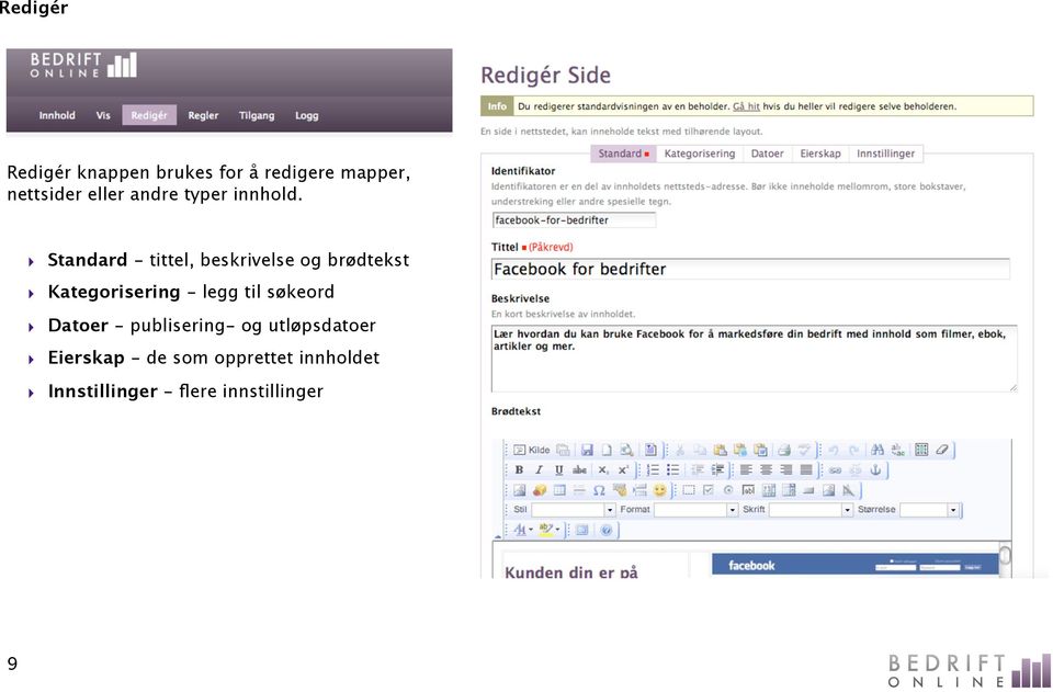 Standard - tittel, beskrivelse og brødtekst Kategorisering - legg til