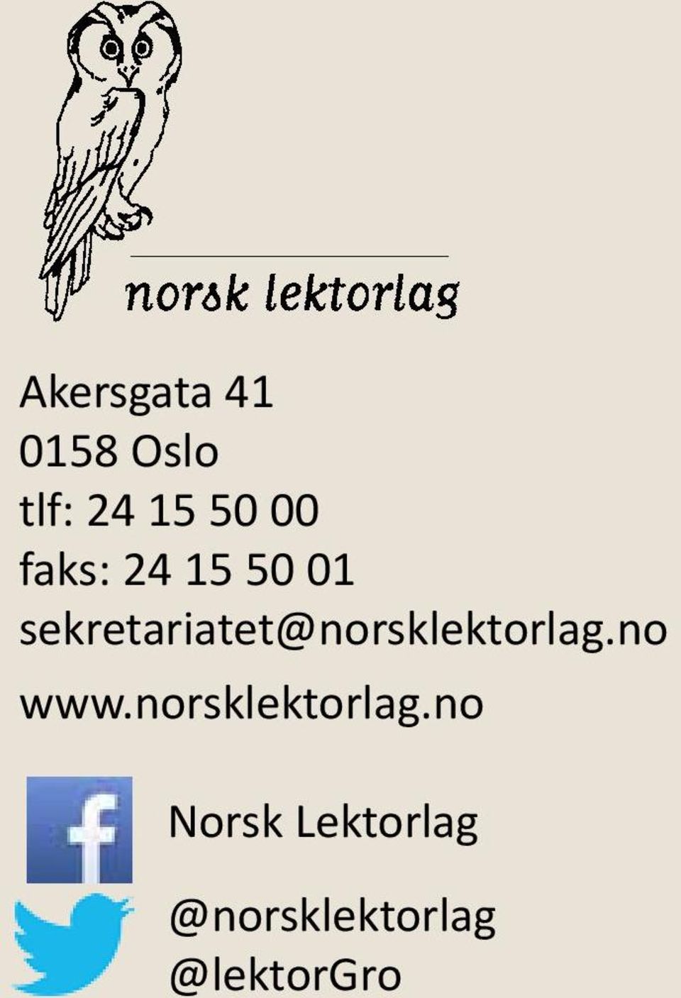 sekretariatet@norsklektorlag.no www.