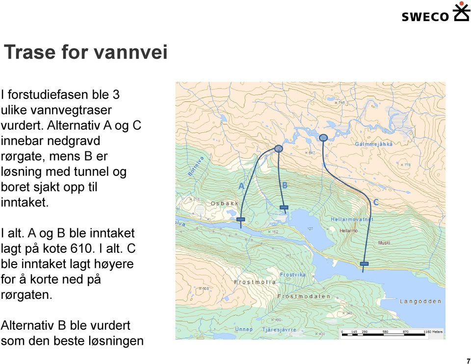 sjakt opp til inntaket. I alt.