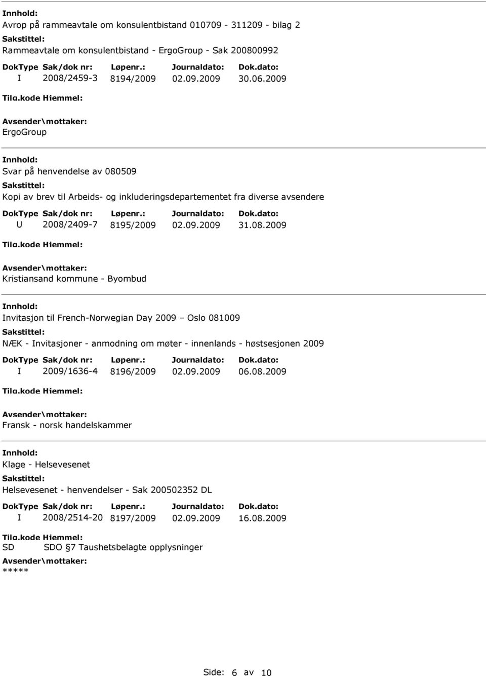 509 Kopi av brev til Arbeids- og inkluderingsdepartementet fra diverse avsendere 2008/