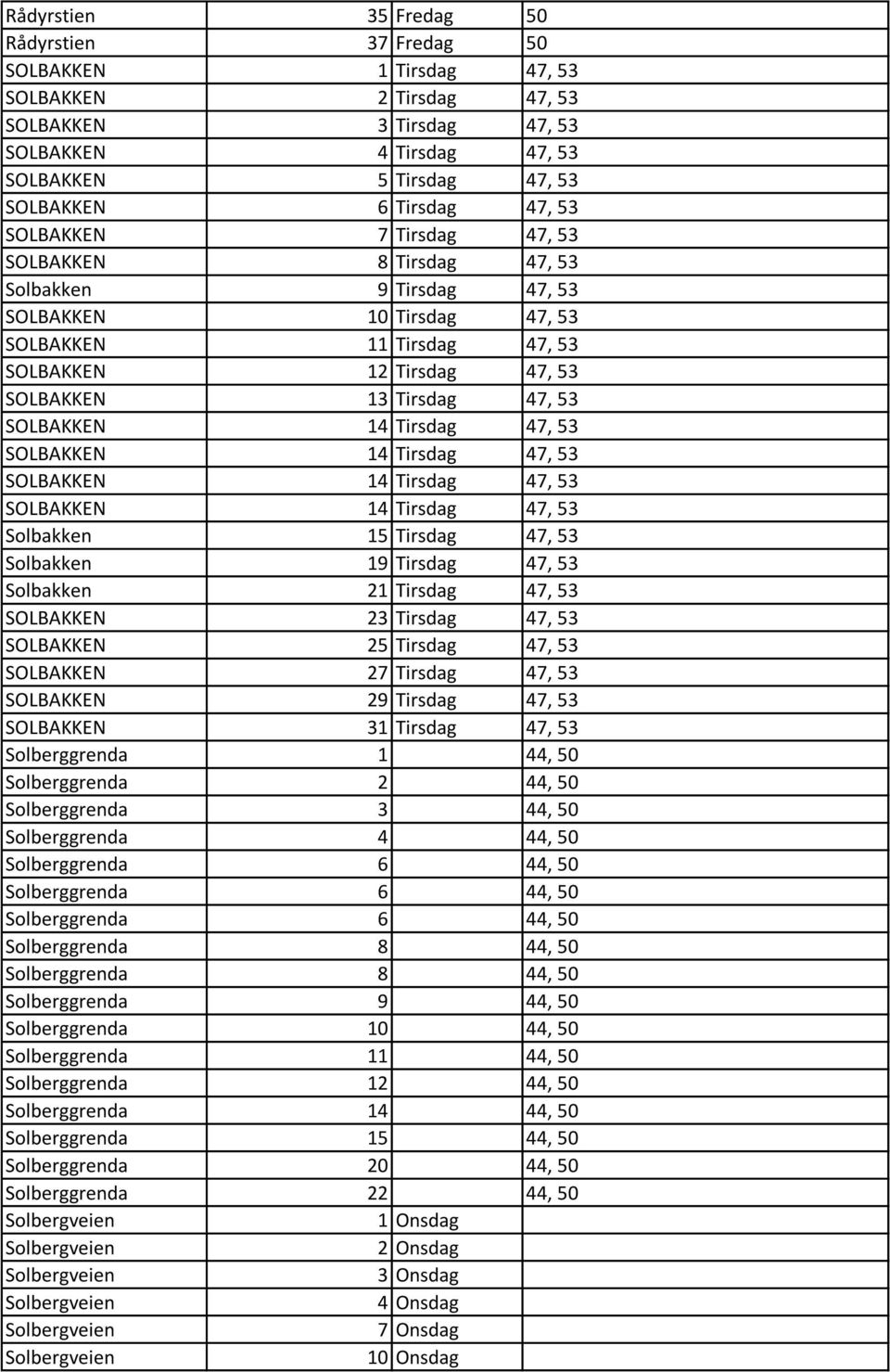 Tirsdag 47, 53 SOLBAKKEN 14 Tirsdag 47, 53 SOLBAKKEN 14 Tirsdag 47, 53 SOLBAKKEN 14 Tirsdag 47, 53 SOLBAKKEN 14 Tirsdag 47, 53 Solbakken 15 Tirsdag 47, 53 Solbakken 19 Tirsdag 47, 53 Solbakken 21