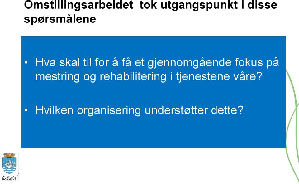 gjennomgående fokus på mestring og