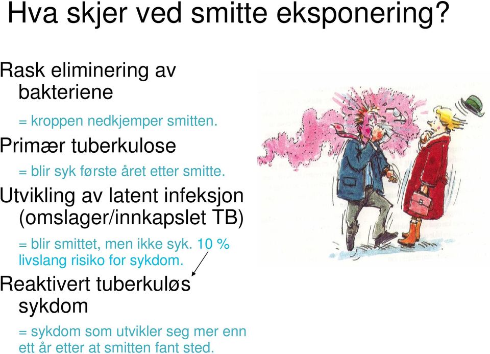 Primær tuberkulose = blir syk første året etter smitte.