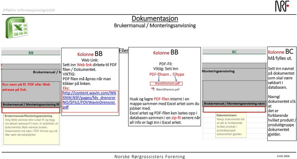 pdf 000 Husk og lagre PDF-filen internt i en mappe sammen med Excel arket som du jobber med.