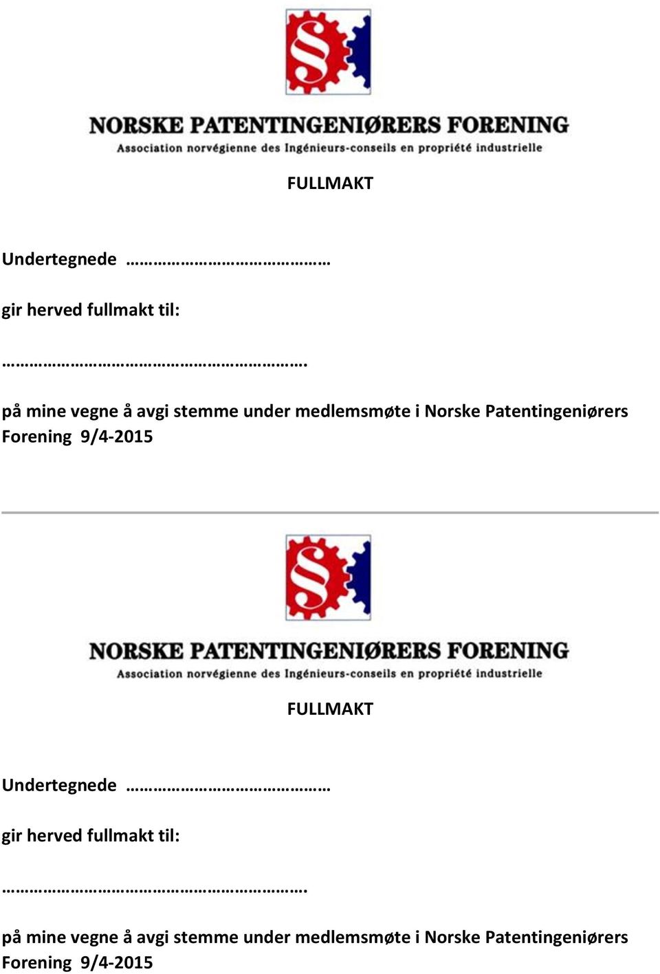 Patentingeniørers Forening 9/4-2015   Patentingeniørers Forening