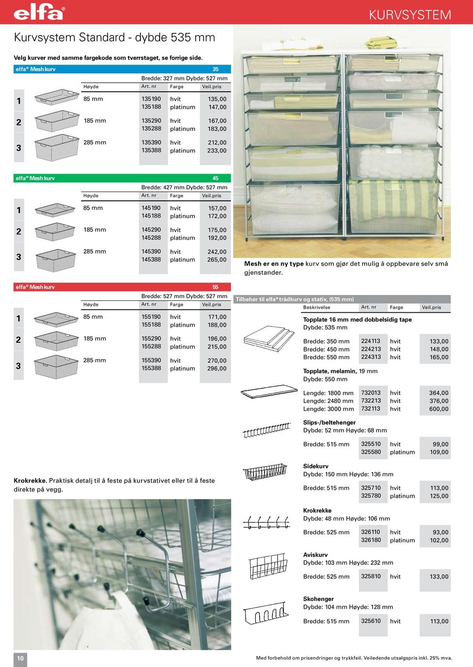 pris 85 mm 4590 4588 57,00 7,00 85 mm 4590 4588 75,00 9,00 3 85 mm 45390 45388 4,00 65,00 Mesh er en ny type kurv som gjør det mulig å oppbevare selv små gjenstander.