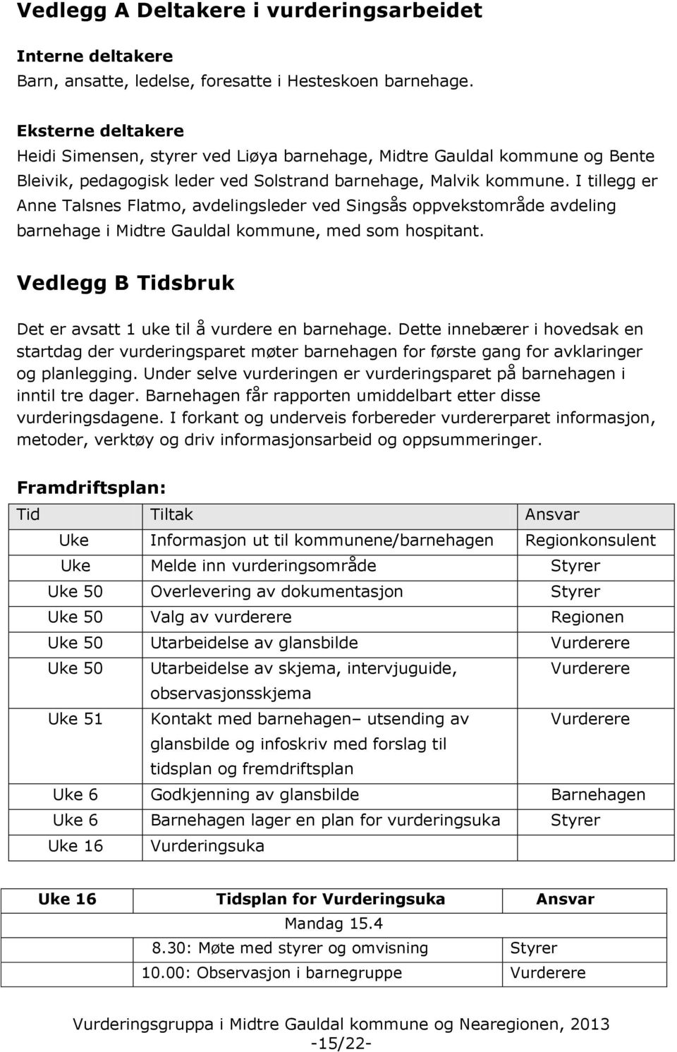 I tillegg er Anne Talsnes Flatmo, avdelingsleder ved Singsås oppvekstområde avdeling barnehage i Midtre Gauldal kommune, med som hospitant.