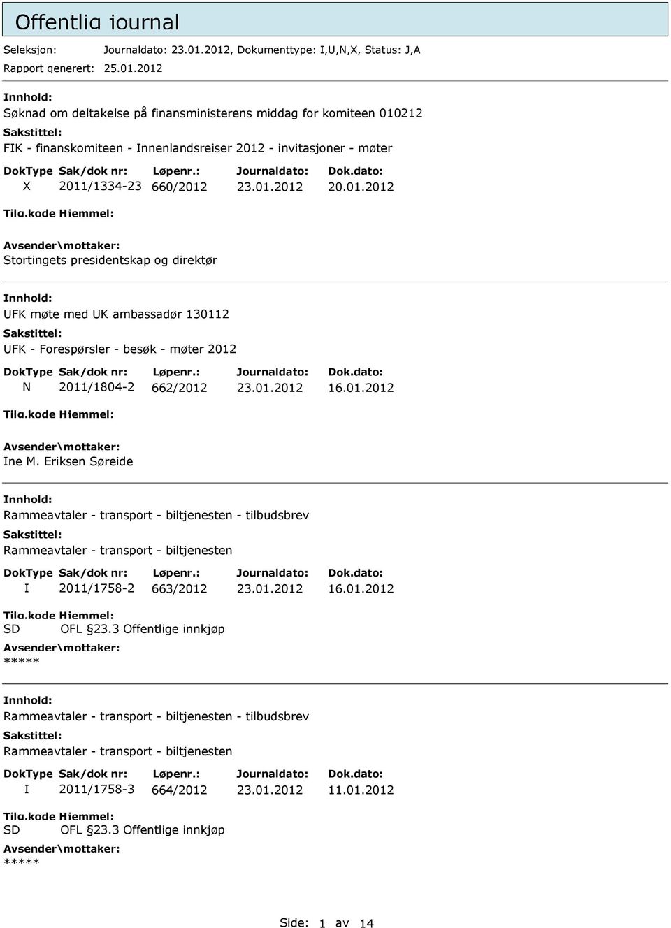 direktør UFK møte med UK ambassadør 130112 UFK - Forespørsler - besøk - møter 2012 N 2011/1804-2 662/2012 16.01.2012 ne M.