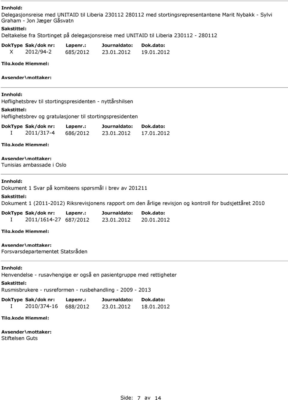 ambassade i Oslo Dokument 1 Svar på komiteens spørsmål i brev av 201211 Dokument 1 (2011-2012) Riksrevisjonens rapport om den årlige revisjon og kontroll for budsjettåret 2010 2011/1614-27 687/2012