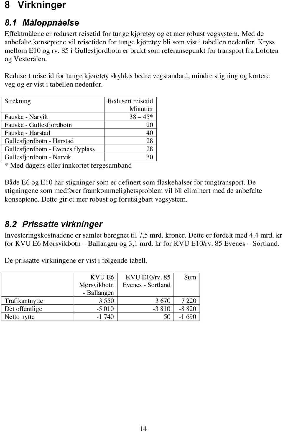 85 i Gullesfjordbotn er brukt som referansepunkt for transport fra Lofoten og Vesterålen.