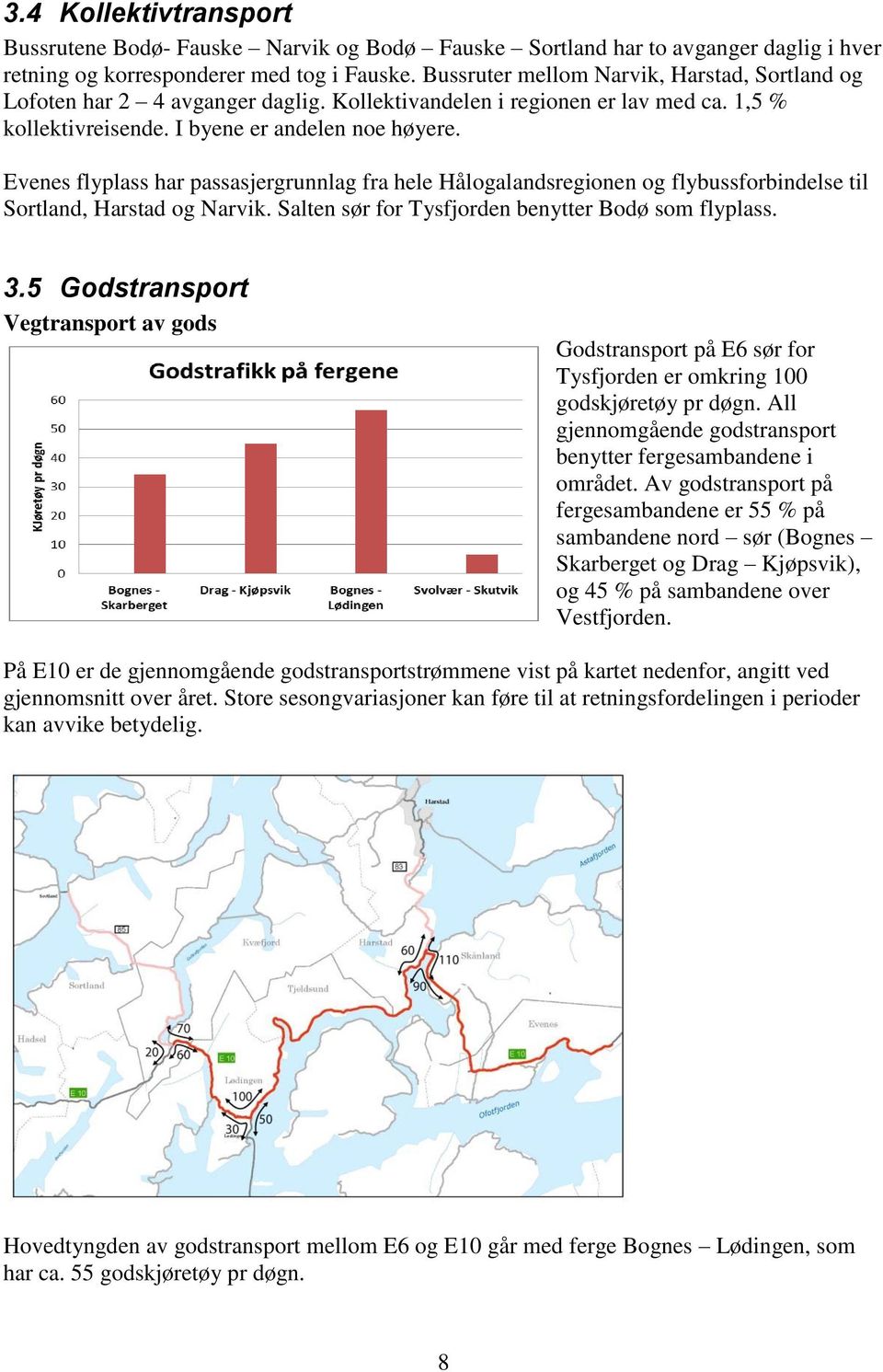 Evenes flyplass har passasjergrunnlag fra hele Hålogalandsregionen og flybussforbindelse til Sortland, Harstad og Narvik. Salten sør for Tysfjorden benytter Bodø som flyplass. 3.