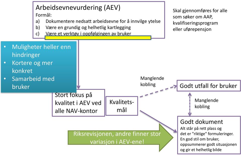 Manglende kobling Riksrevisjonen, andre finner stor variasjon i AEV-ene!