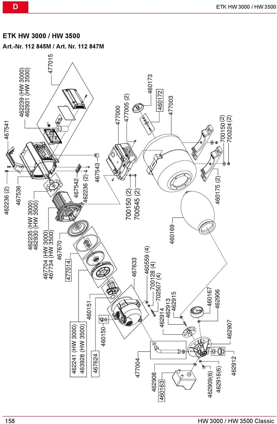 467543 462236 (2) 462235 (HW 3000) 462930 (HW 3500) 467536 462236 (2) 477003 700150 (2) 700224 (2) 460173 460172 477015 462239 (HW 3000)