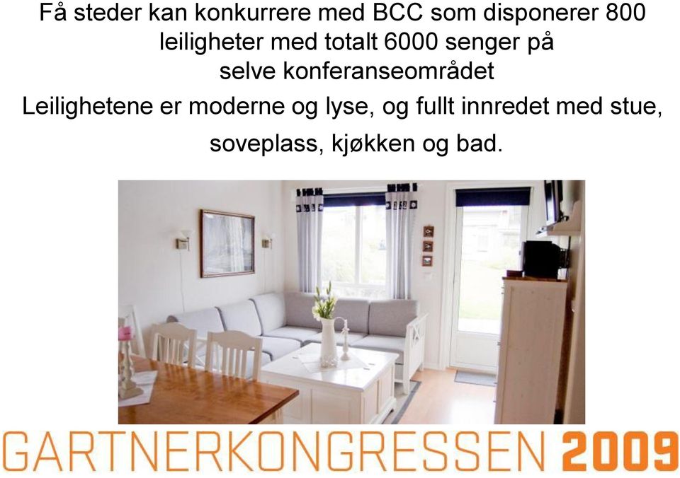 konferanseområdet Leilighetene er moderne og lyse,