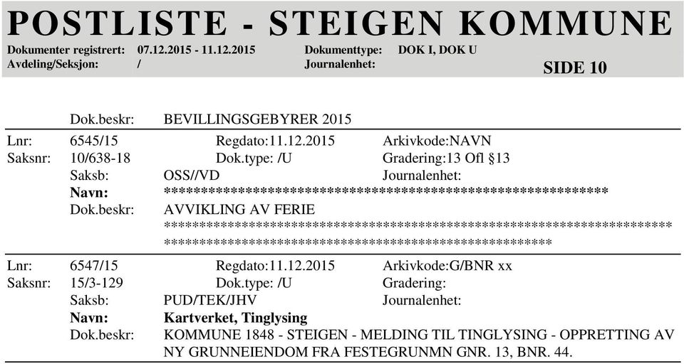 2015 Arkivkode:G/BNR xx Saksnr: 15/3-129 Dok.