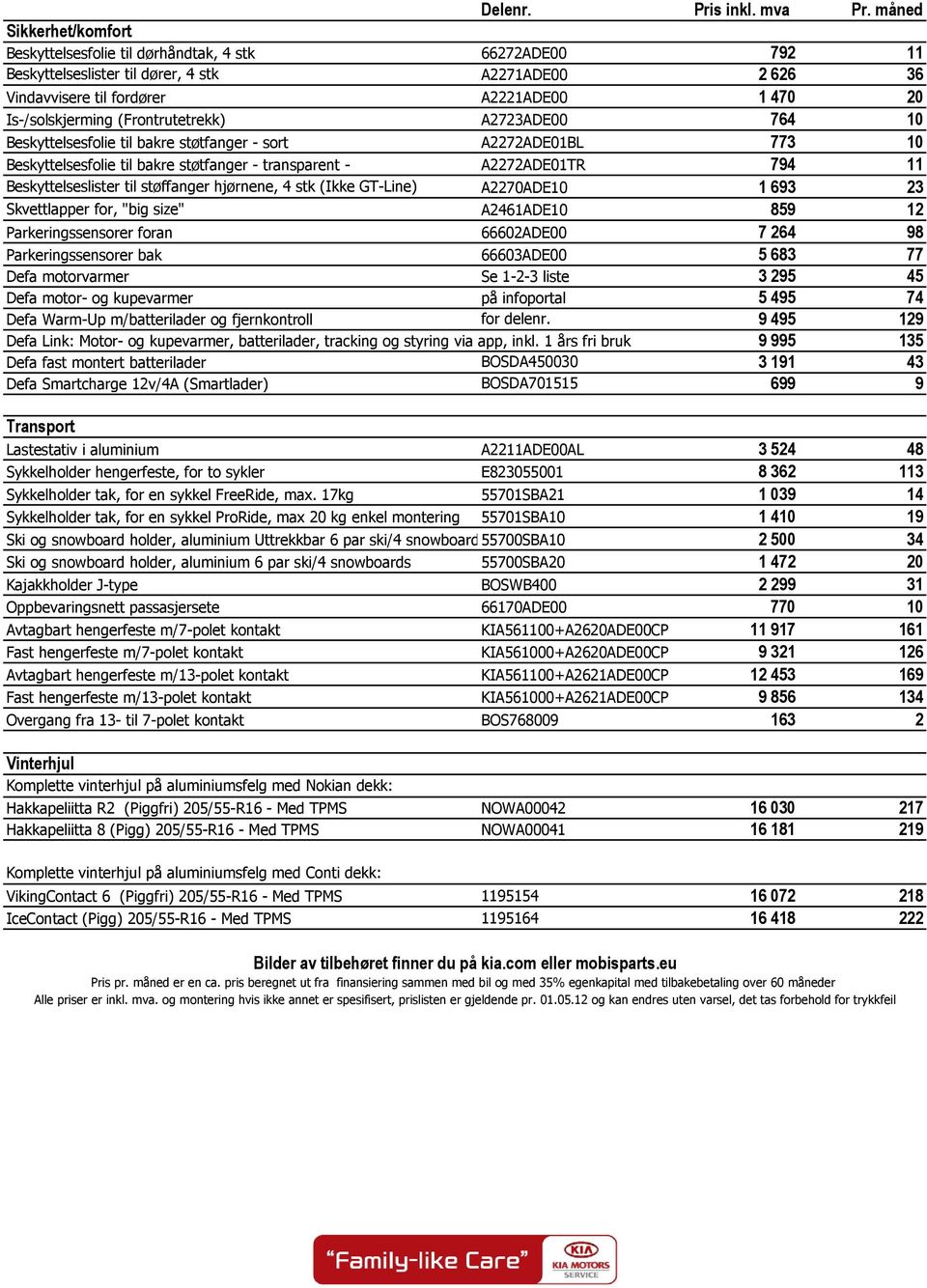 Is-/solskjerming (Frontrutetrekk) A2723ADE00 764 10 Beskyttelsesfolie til bakre støtfanger - sort A2272ADE01BL 773 10 Beskyttelsesfolie til bakre støtfanger - transparent - A2272ADE01TR 794 11