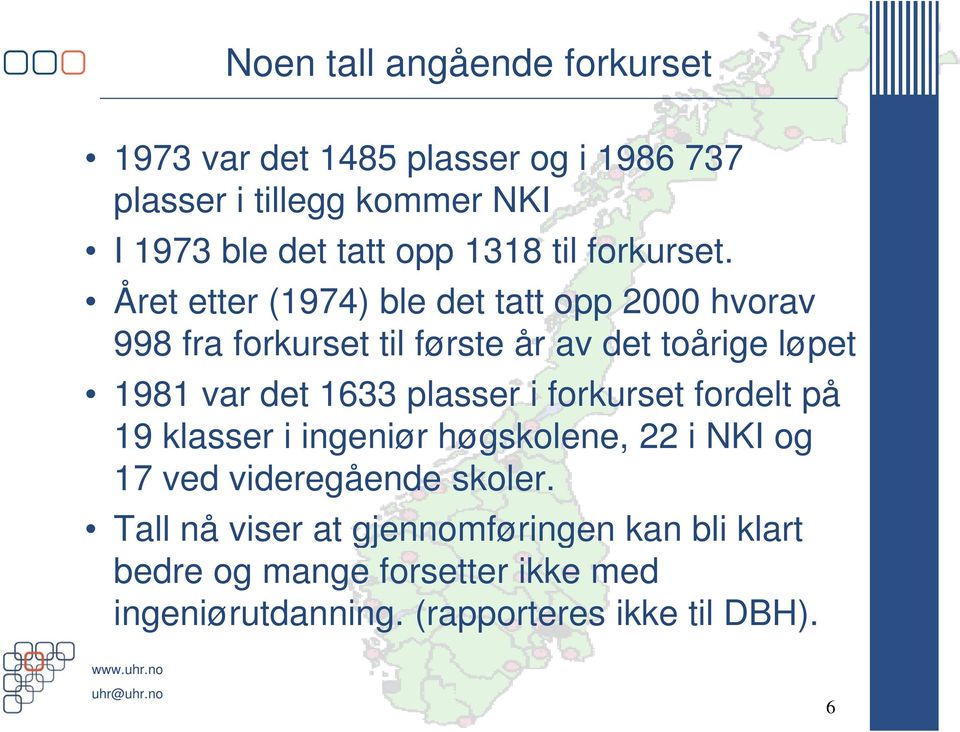 Året etter (1974) ble det tatt opp 2000 hvorav 998 fra forkurset til første år av det toårige løpet 1981 var det 1633