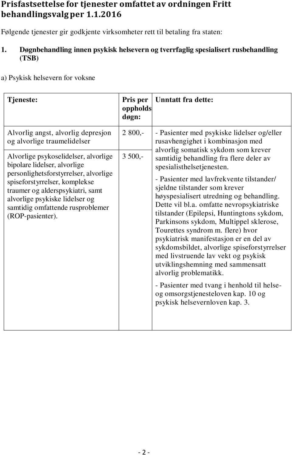 Alvorlige psykoselidelser, alvorlige bipolare lidelser, alvorlige personlighetsforstyrrelser, alvorlige spiseforstyrrelser, komplekse traumer og alderspsykiatri, samt alvorlige psykiske lidelser og