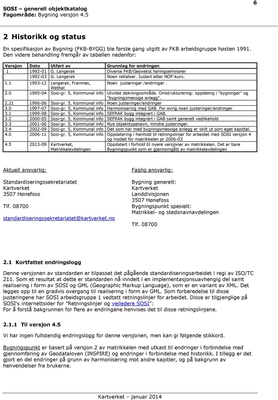 Justert etter NOF-kurs. 1.1 1993-12 Langerak, Framnes, Noen justeringer /endringer. Wethal 2.0 1995-04 Sosi-gr. 5, Kommunal info Utvidet dekningsområde.