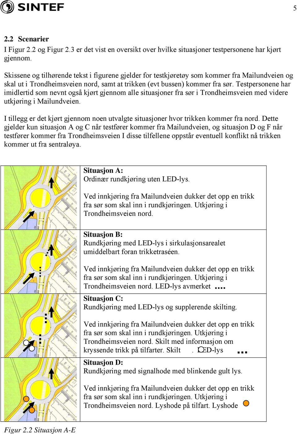 Testpersonene har imidlertid som nevnt også kjørt gjennom alle situasjoner fra sør i Trondheimsveien med videre utkjøring i Mailundveien.